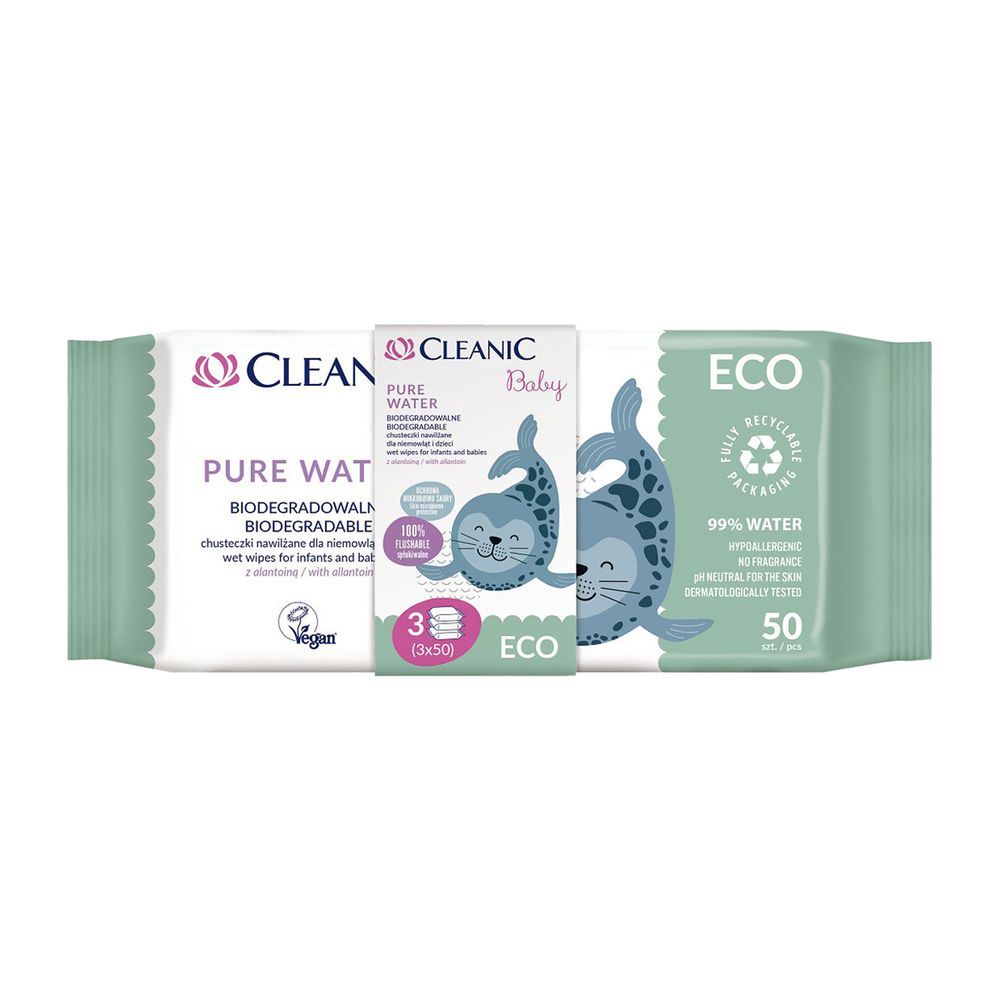 Cleanic - Baby Eco Flushable Wet Wipes - Pack of 3 - 150pcs