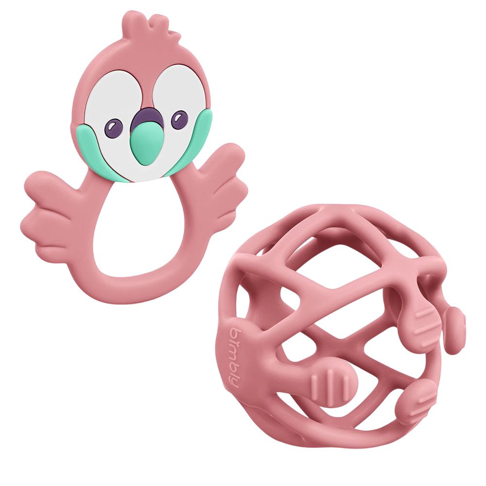 Bimbly - Baby Silicone Teethers Set - Pink - 2 Pcs