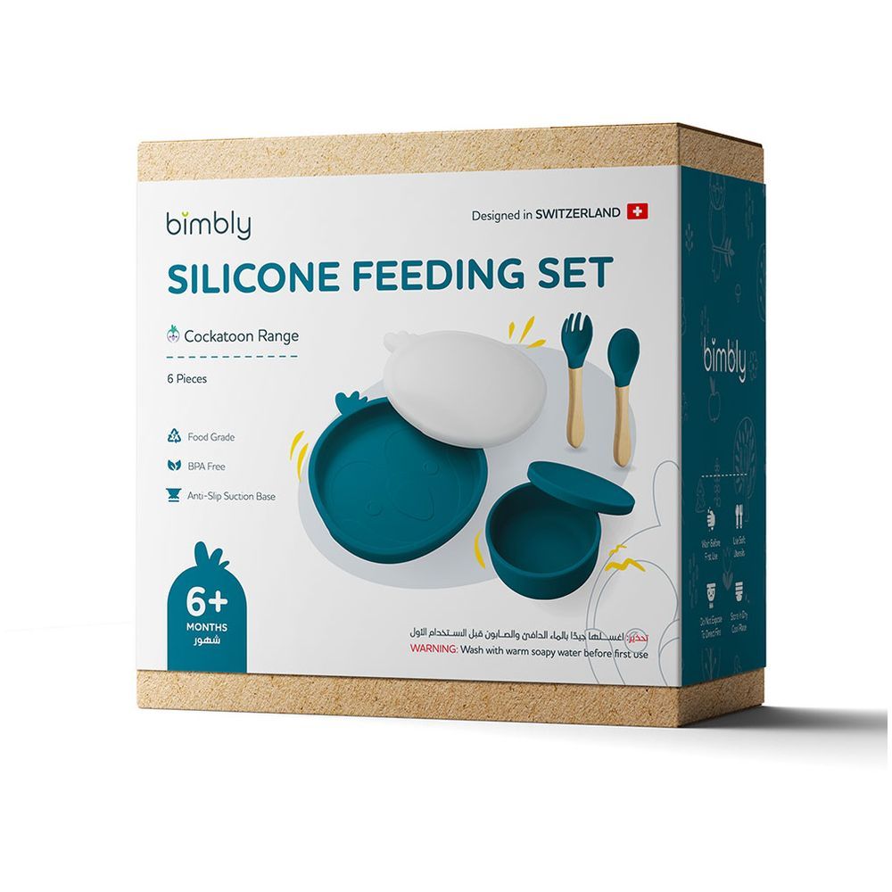 Bimbly - 6-In-1 Baby Feeding Set - Dark Blue - 6 Pcs