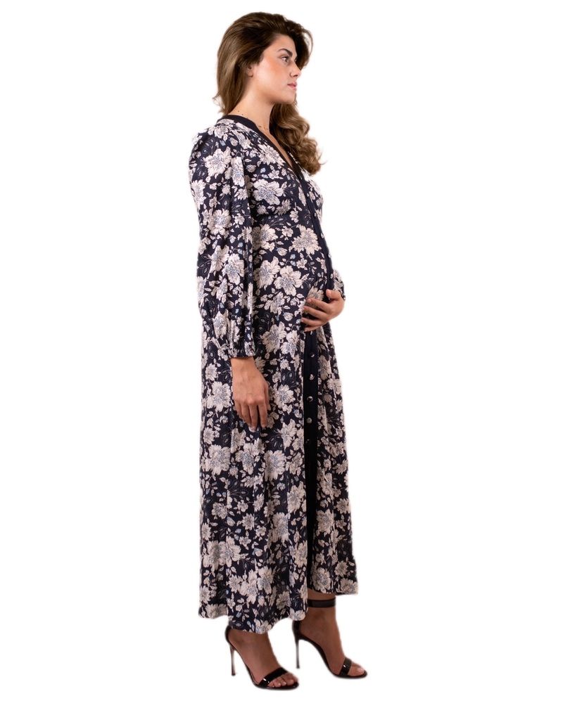 Oh9Shop - Leah Floral Maternity Maxi Dress - Navy