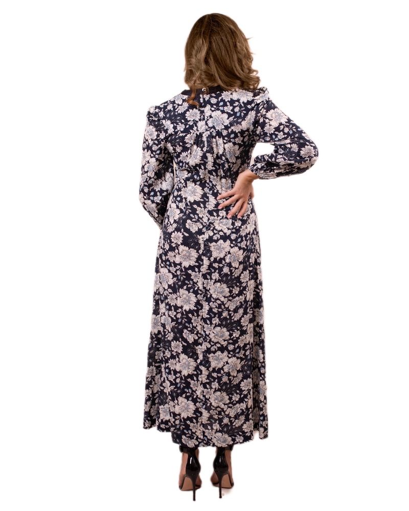 Oh9Shop - Leah Floral Maternity Maxi Dress - Navy