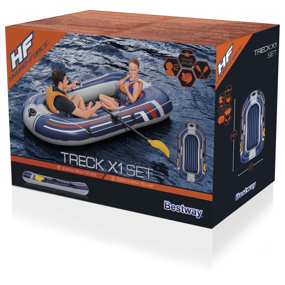 بيست واي - مجموعة قارب Hydro-Force Raft Treck X1 - أزرق