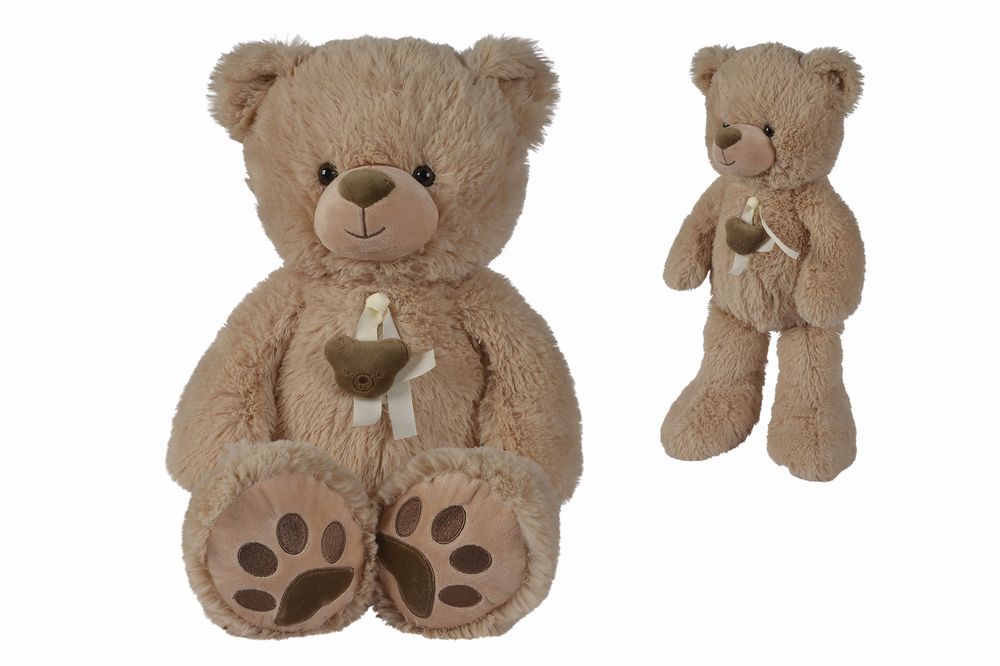 Nicotoy - Bear With Ribbon Head Plush Toy - Beige - 55cm