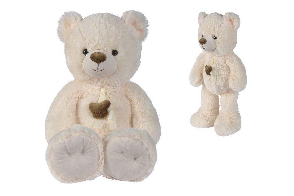 Nicotoy - Bear With Ribbon Head Plush Toy - Cream - 55cm