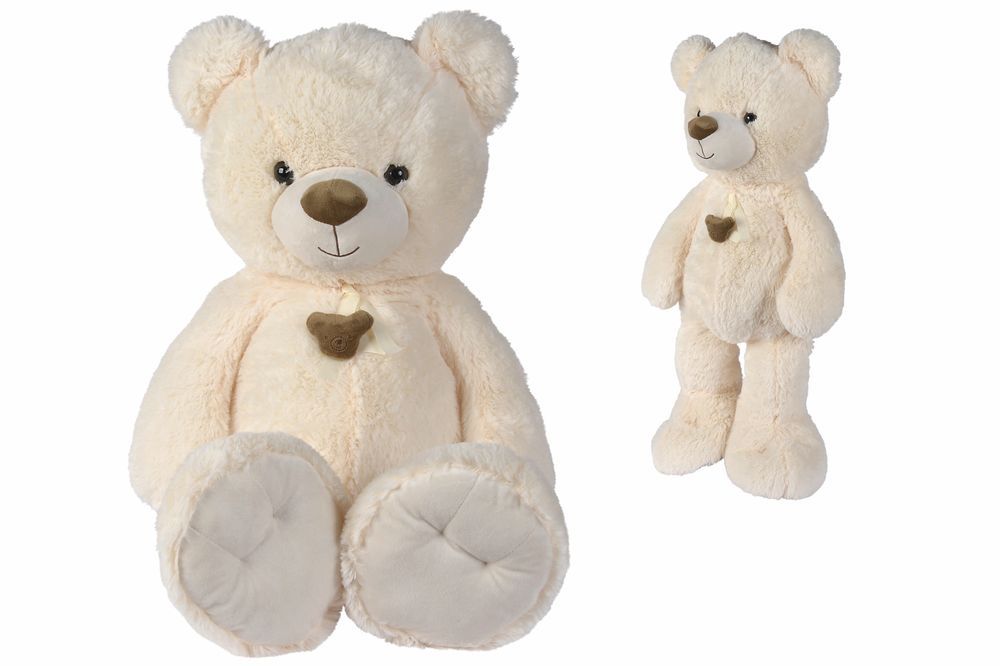 Nicotoy - Bear With Ribbon Head Plush Toy - Cream - 85cm