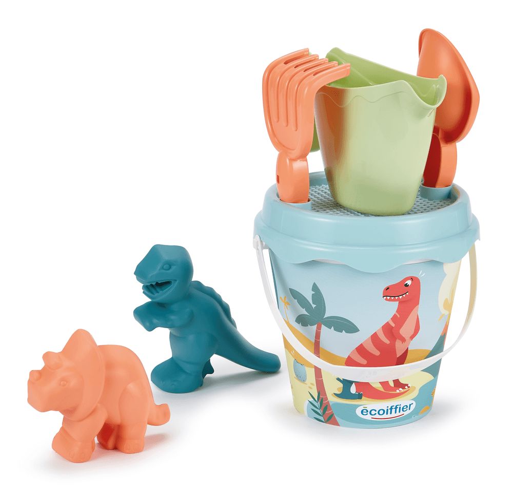 Ecoiffier - Sand Bucket Set With Watering Can - Dino - 5 Pcs