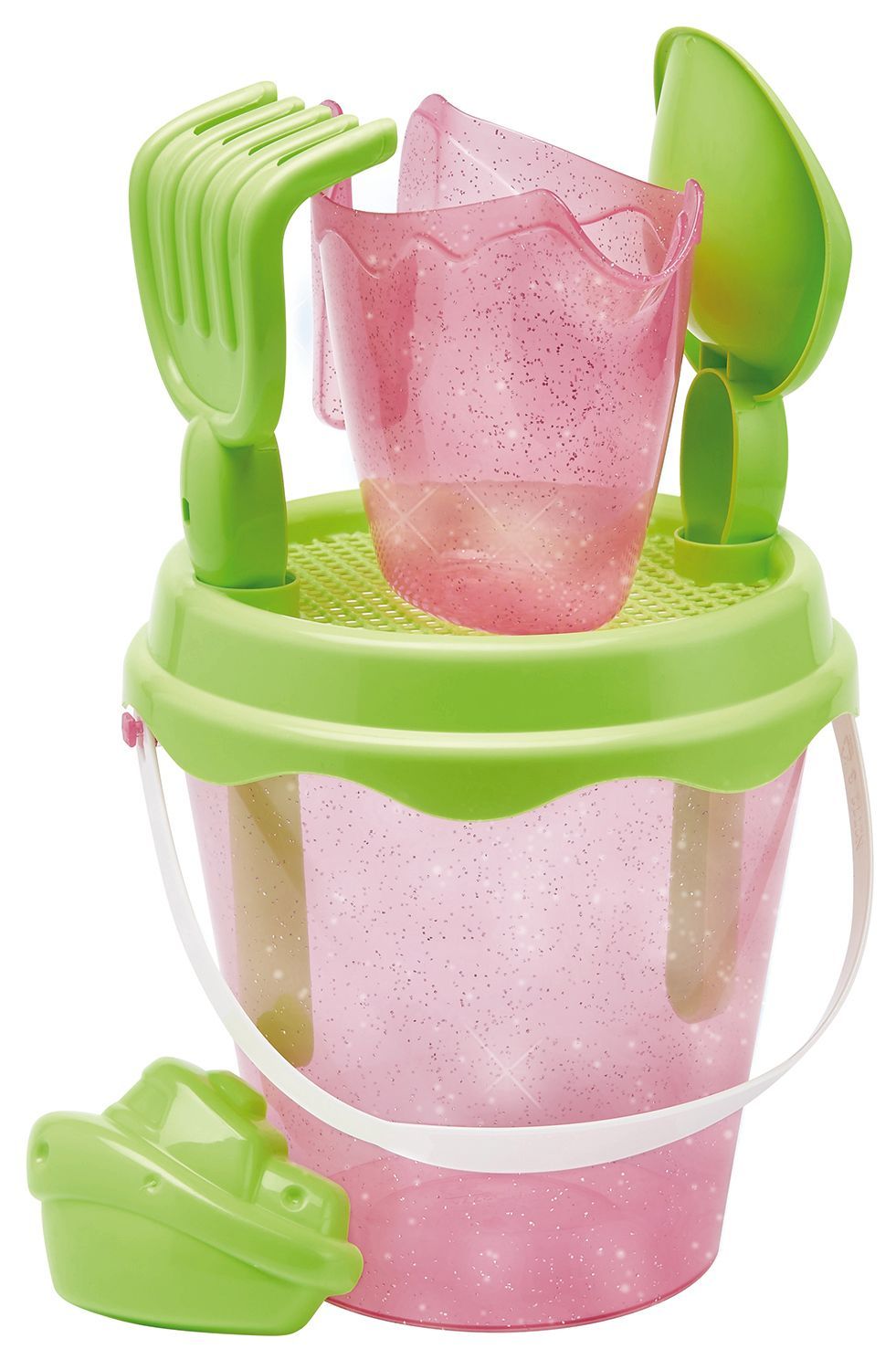 Ecoiffier - Glitter Beach Toy Bucket With Accessory Set - 17 cm - 2 Pcs