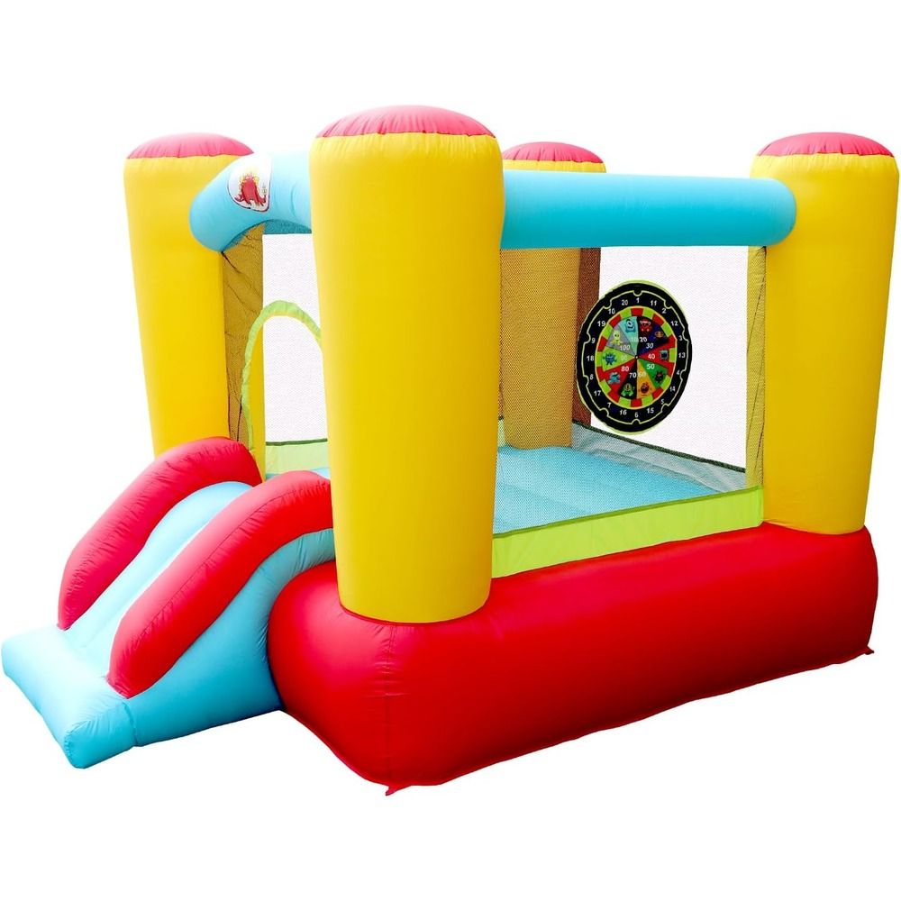 Myts - Compact Inflatable Bounce House With Slide And Basketball Hoop