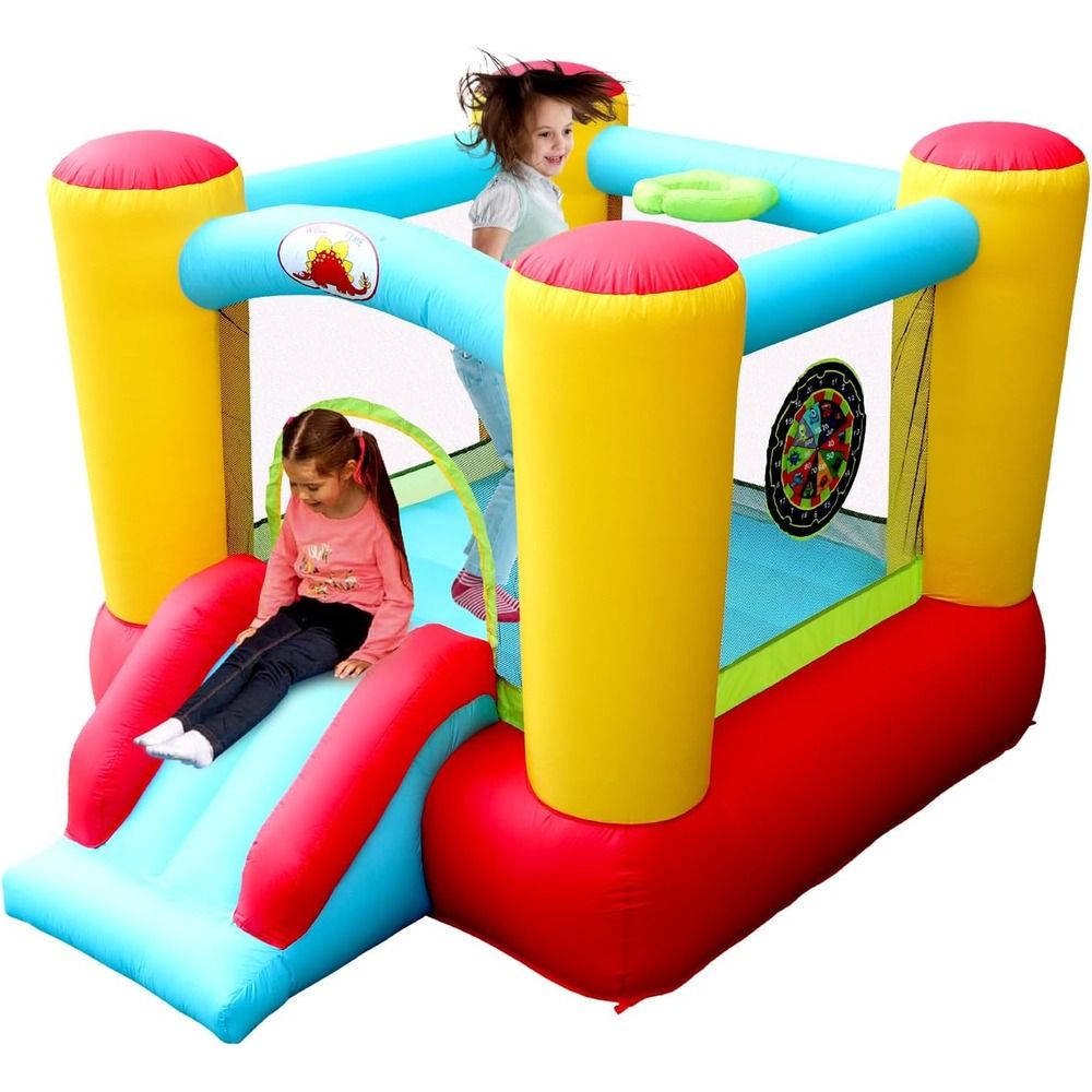 Myts - Compact Inflatable Bounce House With Slide And Basketball Hoop