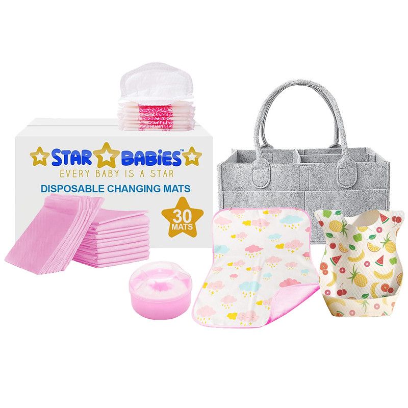 Star Babies - Baby Essentials Value Pack - Pink/White/Grey - 83 Pcs