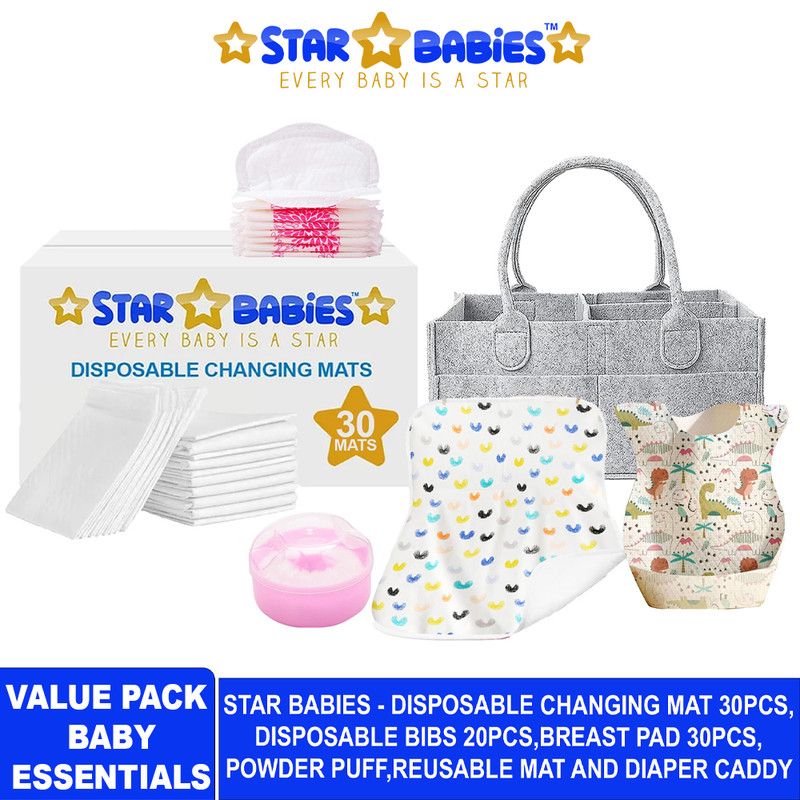 Star Babies - Baby Essentials Value Pack - White/Grey - 83 Pcs