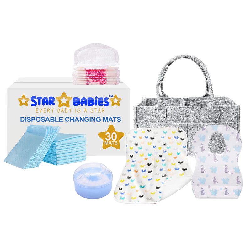 Star Babies - Baby Essentials Value Pack - Blue/Grey - 83 Pcs