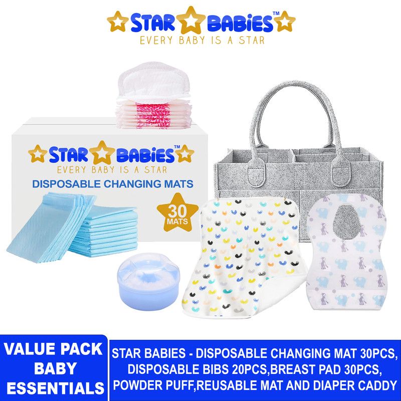 Star Babies - Baby Essentials Value Pack - Blue/Grey - 83 Pcs