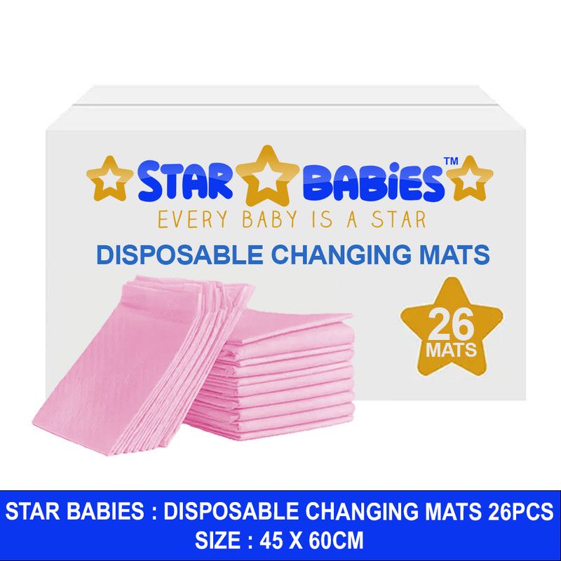 Star Babies - Disposable Changing Mats - Pink - 26 Pcs