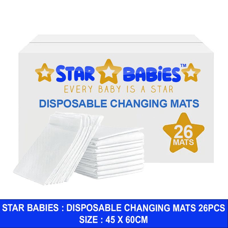 Star Babies - Disposable Changing Mats - White - 26 Pcs