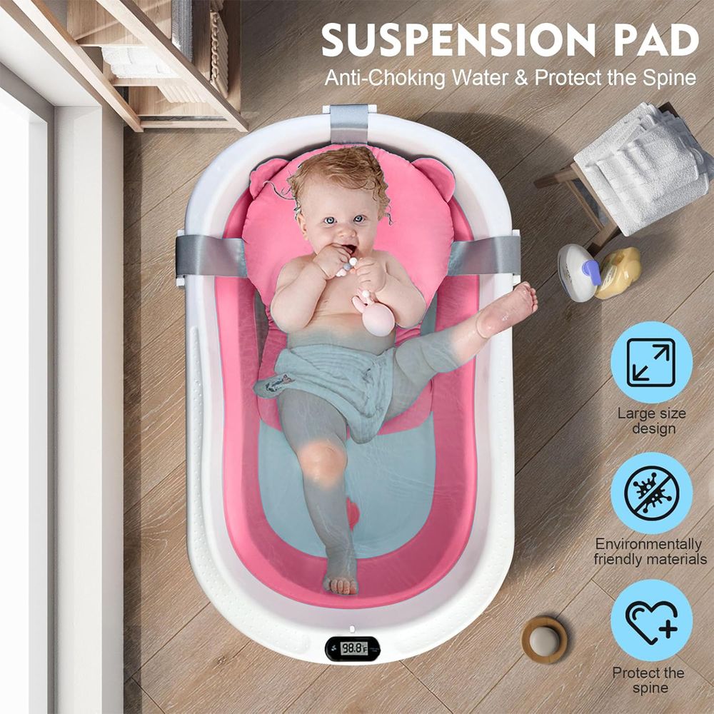 Star Babies - Baby Foldable Bathtub With Thermometer & Bathmat Set - Pink