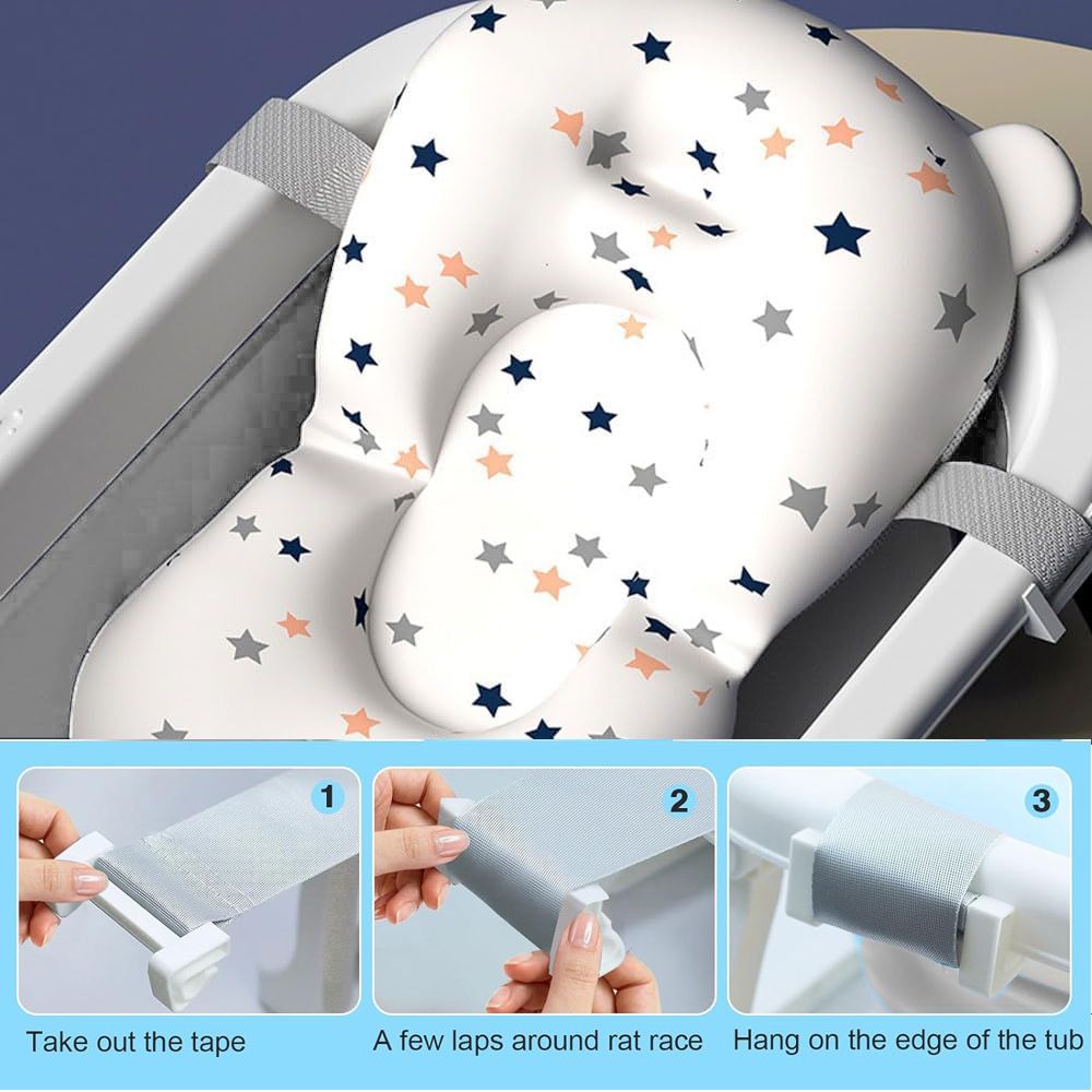 Star Babies - Baby Foldable Bathtub With Thermometer & Bathmat Set - Grey