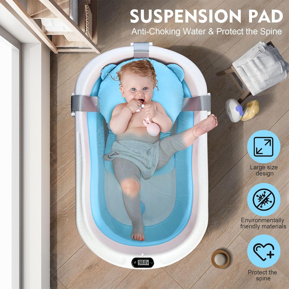 Star Babies - Baby Foldable Bathtub With Thermometer & Bathmat Set - Blue