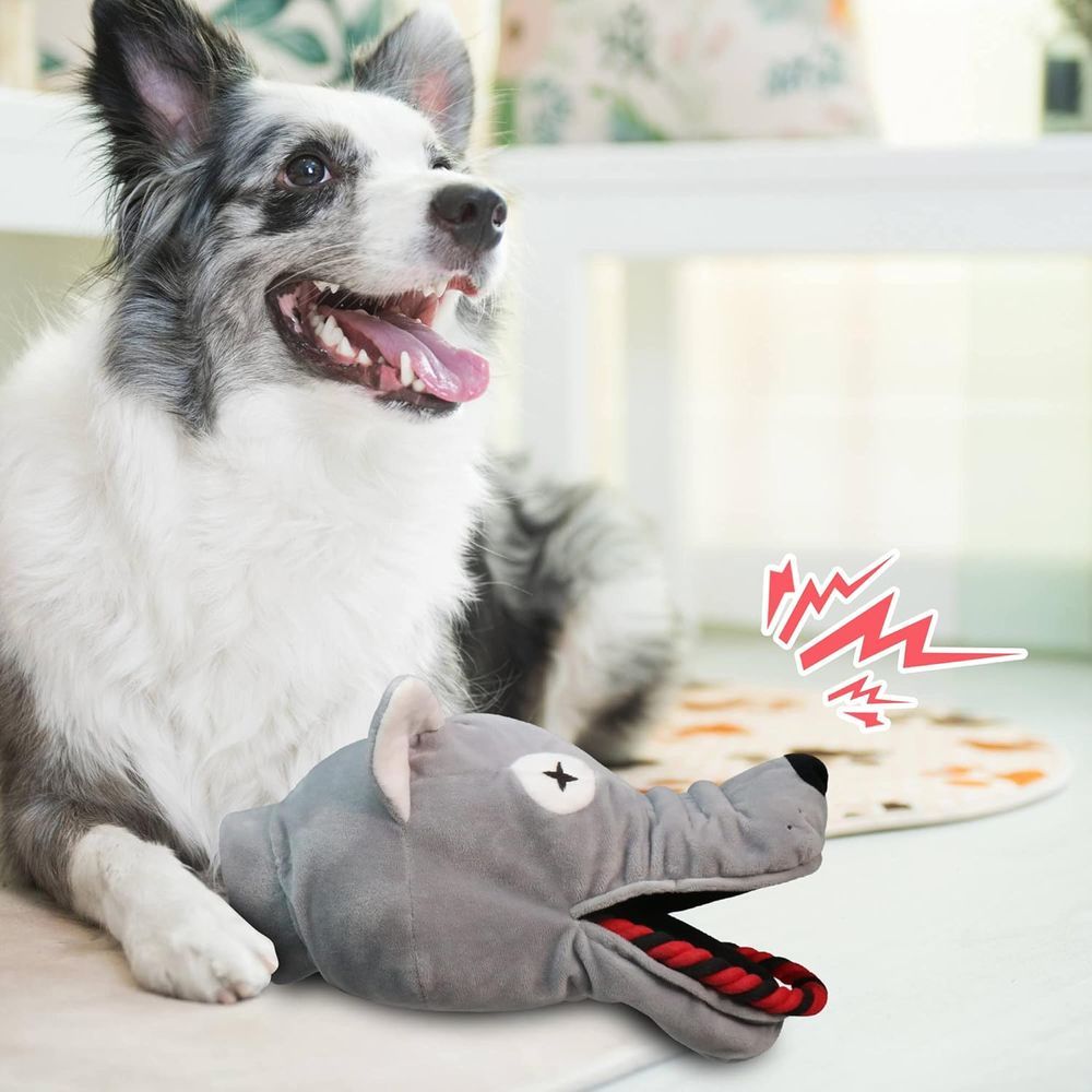 Nutrapet - Plush Pet Cow Head Dog Toy - Grey