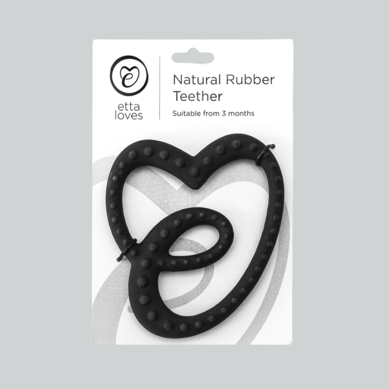 Etta Loves - Logo Shaped Natural Rubber Teether - Black