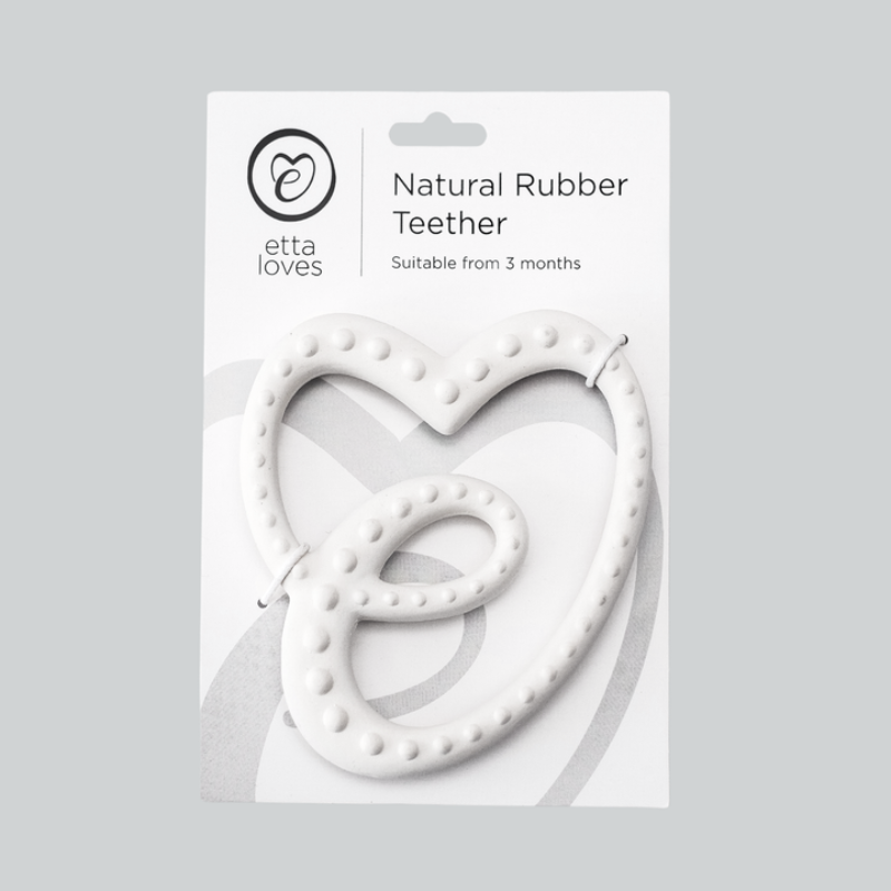 Etta Loves - Logo Shaped Natural Rubber Teether - White