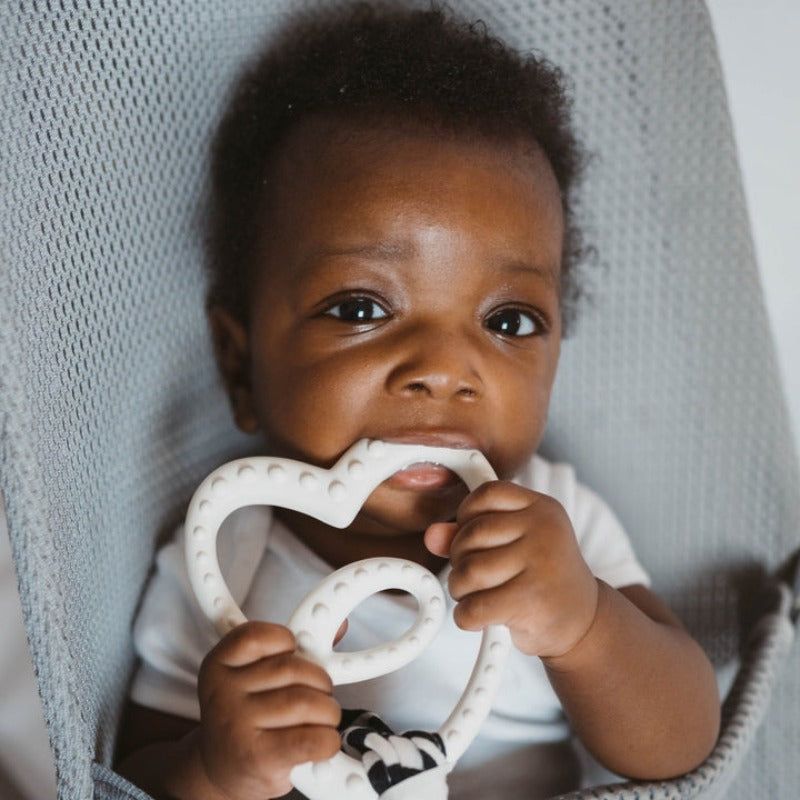 Etta Loves - Logo Shaped Natural Rubber Teether - White