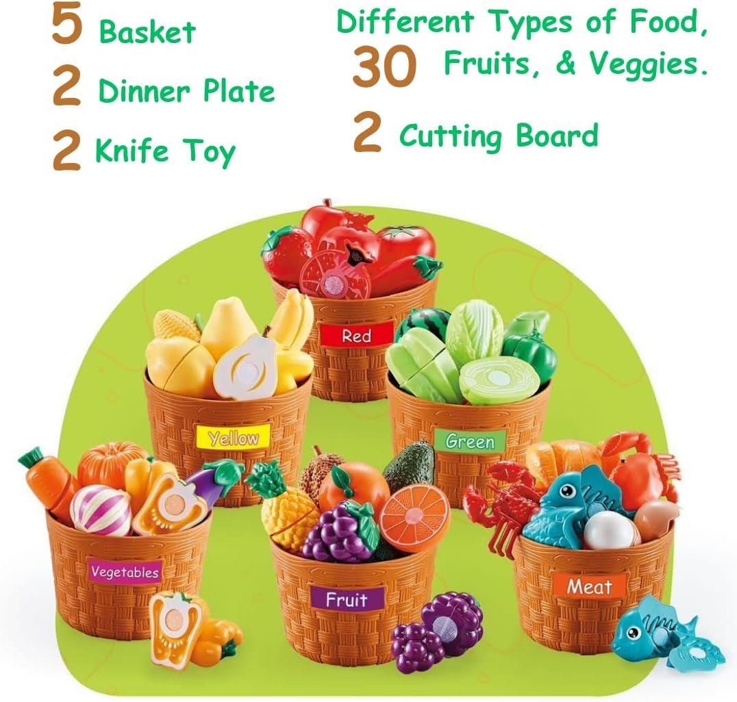 Mumfactory - Montessori Learning Toys & Color Sorting Play Food Set