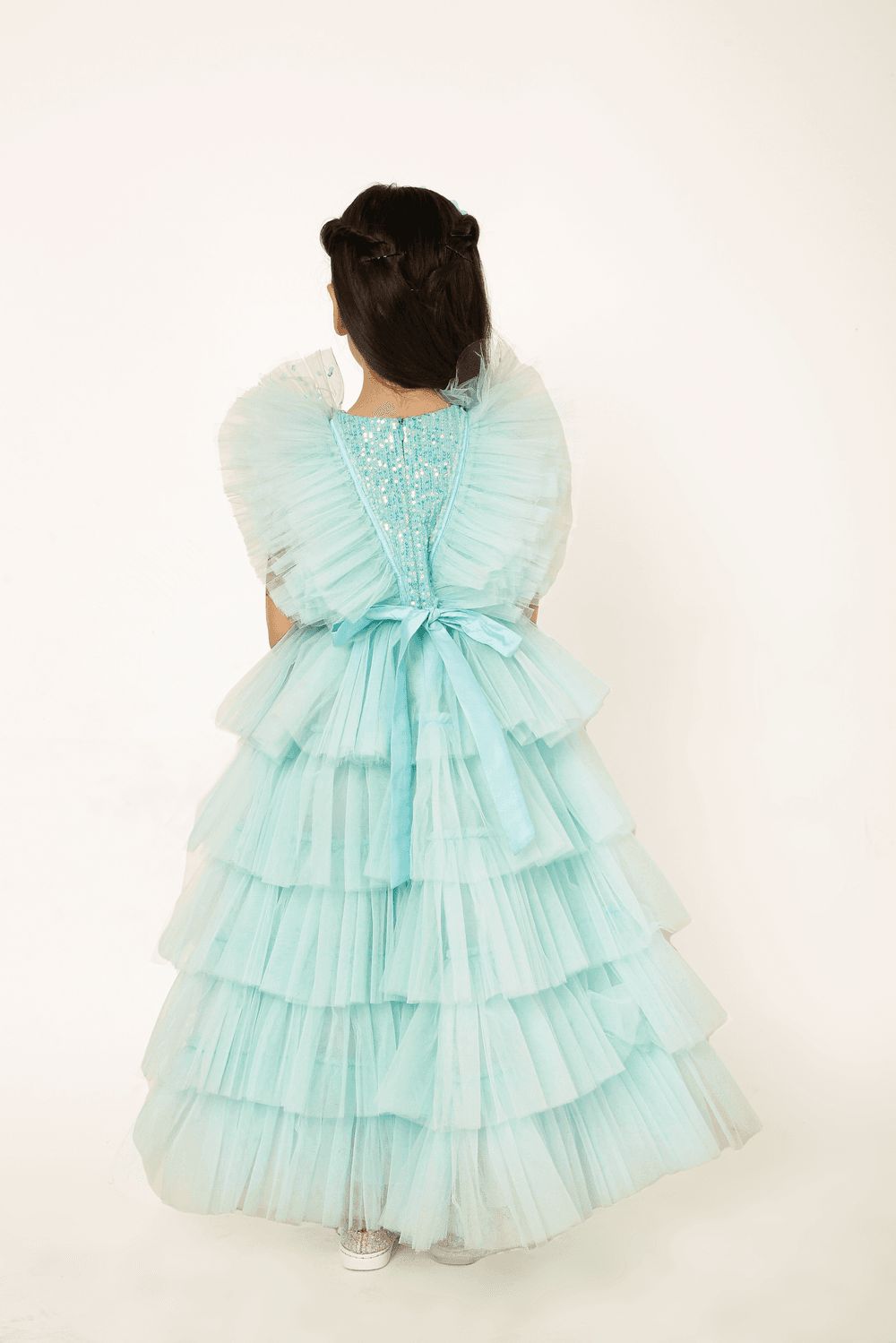 A Little Fable - Aqua Sequin Regalia Gown - Sky Blue