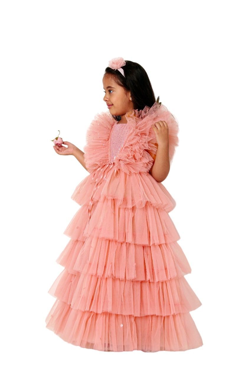 A Little Fable - Girl's Sequin Regalia Gown - Orange