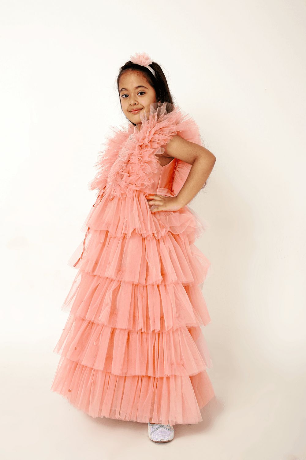 A Little Fable - Girl's Sequin Regalia Gown - Orange