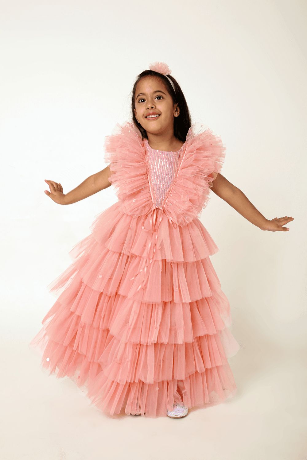 A Little Fable - Girl's Sequin Regalia Gown - Orange