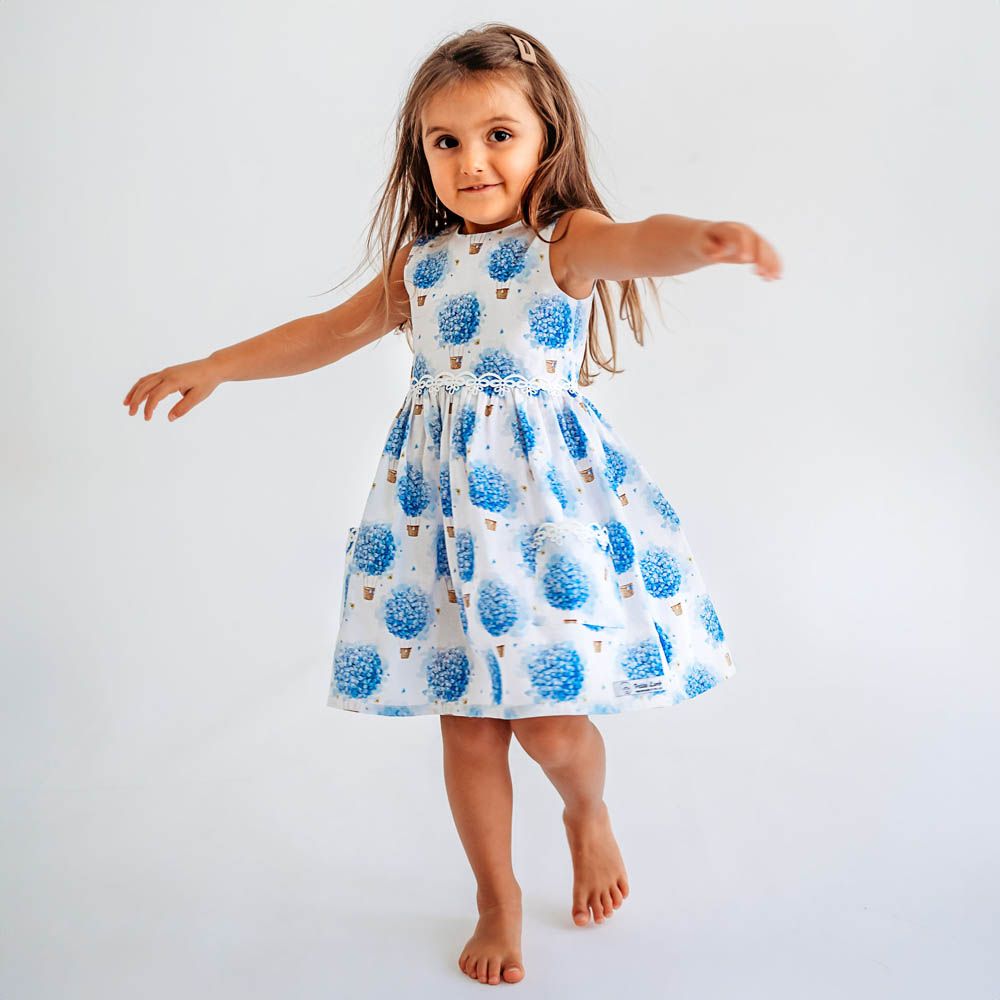 Petite Lamb - Summer Florence Dress - Blue Floral