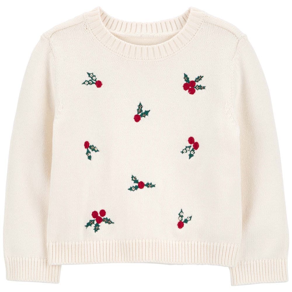 Carters - Christmas Holly Knit Sweater - Cream