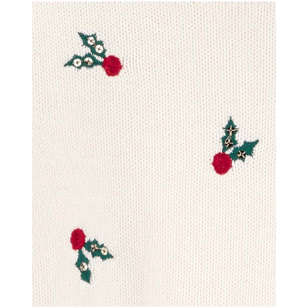 Carters - Christmas Holly Knit Sweater - Cream