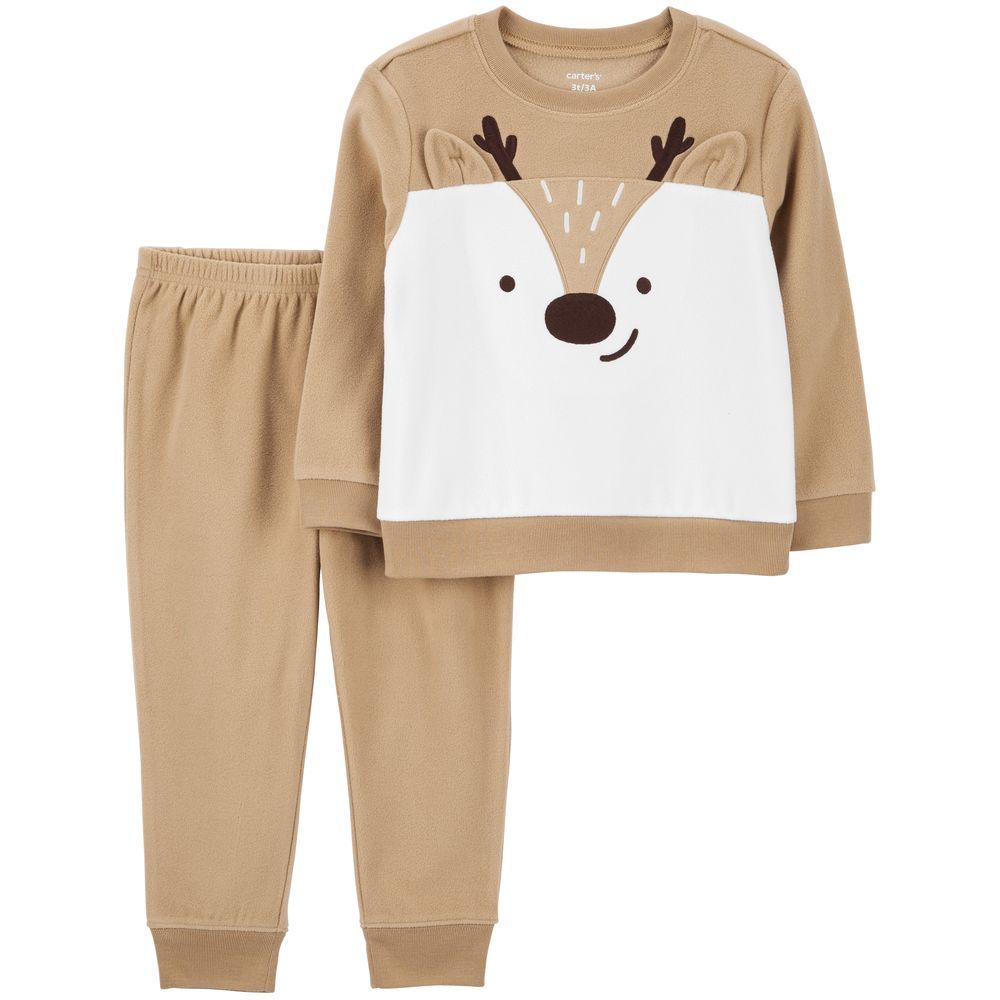 Carters - 2pc-Set - Reindeer Fleece Pyjama Suit - Beige