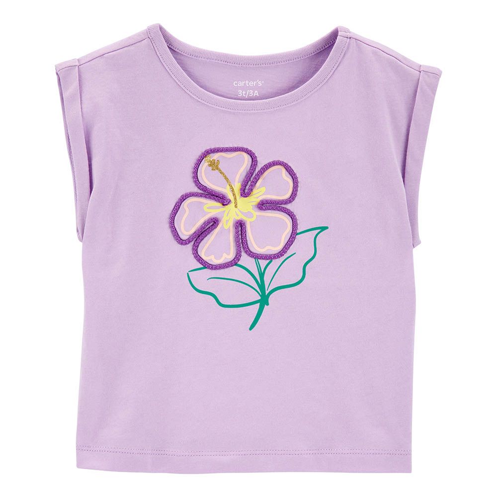 Carters - Girls Floral Knit Tee - Purple