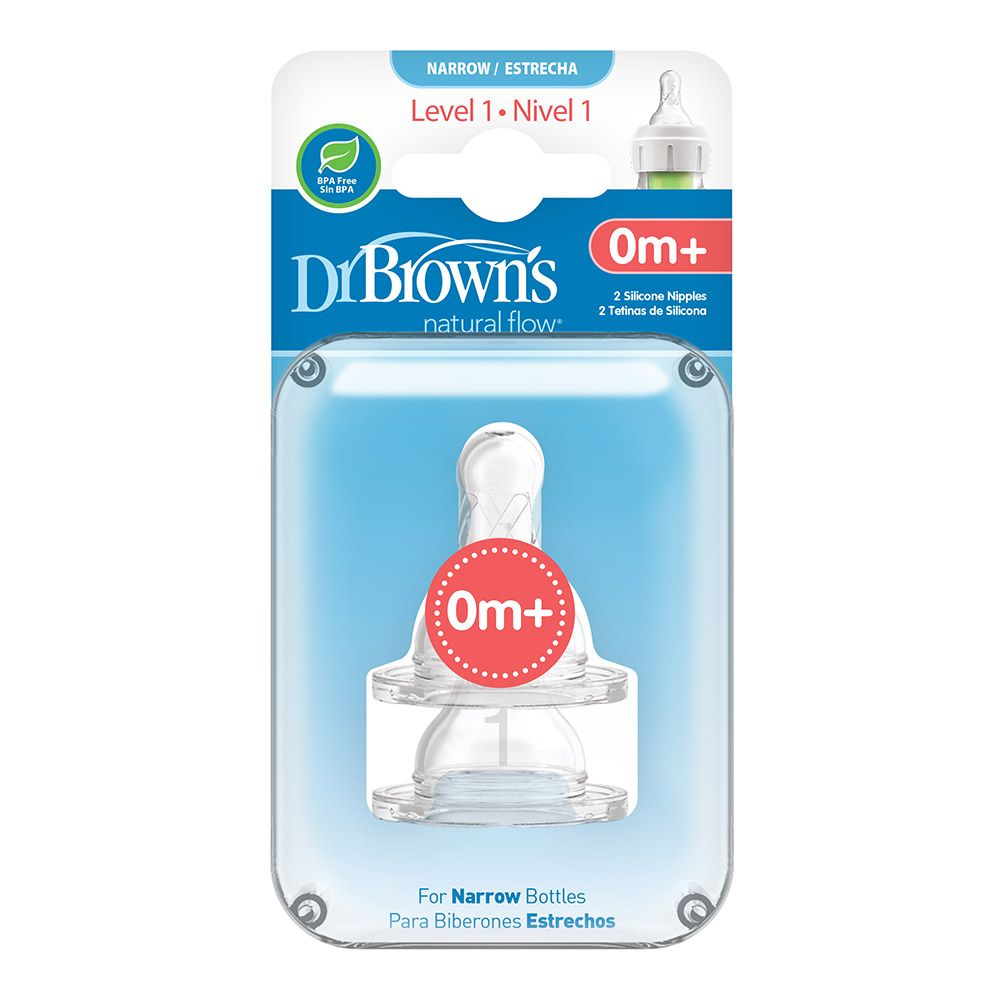 Dr. Brown's - Level 1 Silicone Narrow Options+ Nipple - Pack of 2