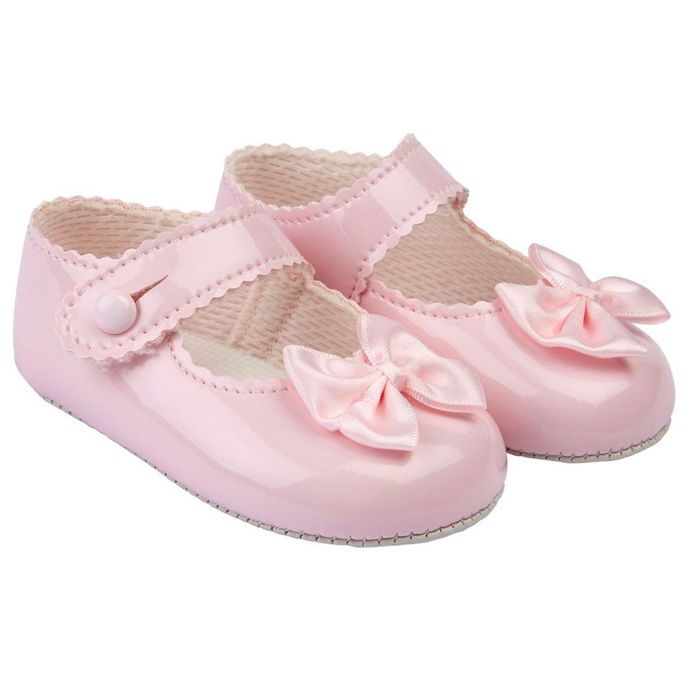 Early days - Pink Patent Bow Bar Pre-Walker Shoes