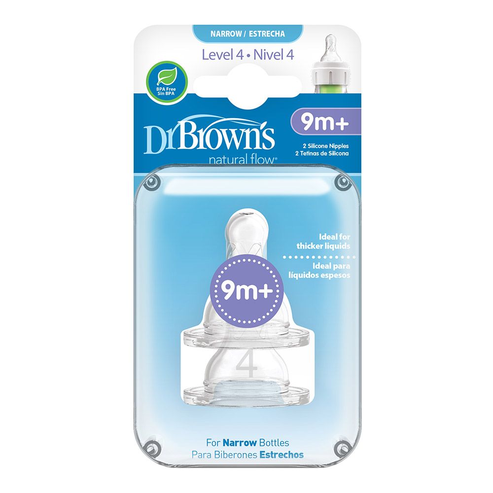 Dr. Brown's - Level 4 Silicone Narrow Options+ Nipple - Pack of 2