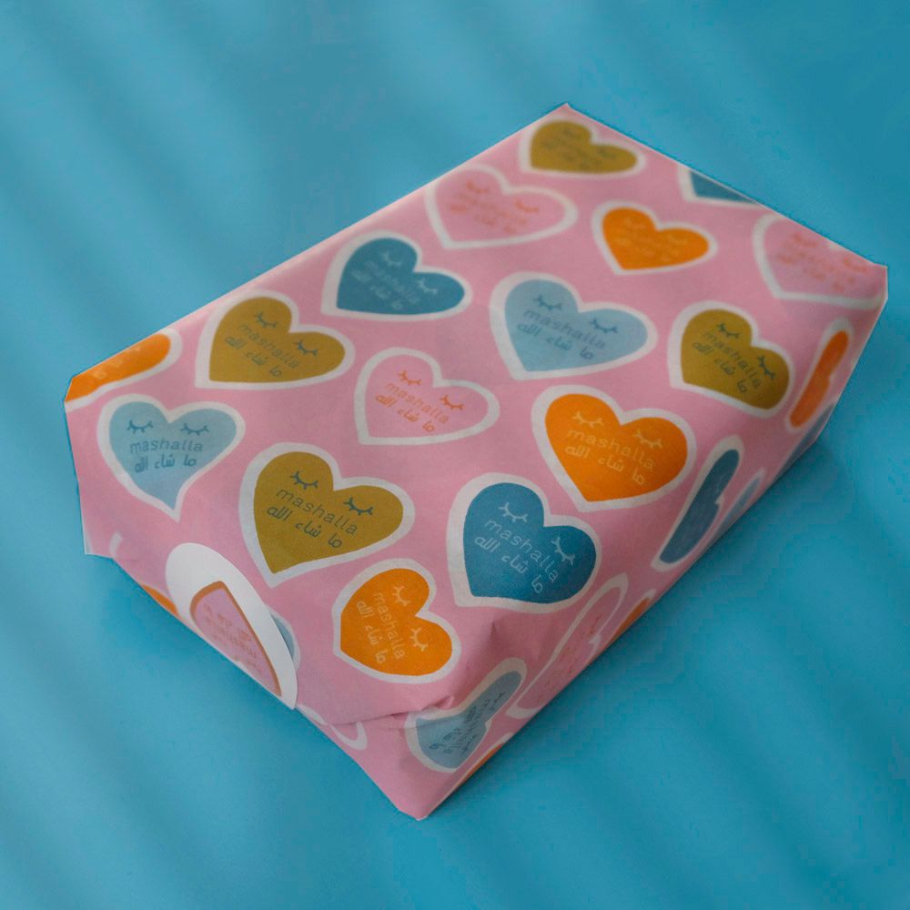 Little Majlis - Tissue Paper And Stickers - Hearts Mashalla - 13pcs