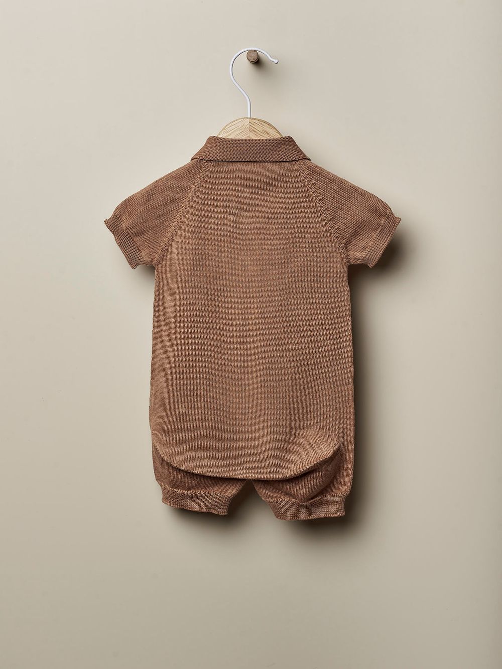 Wedoble - Organic Cotton - Knitted Polo Shortie - Camel