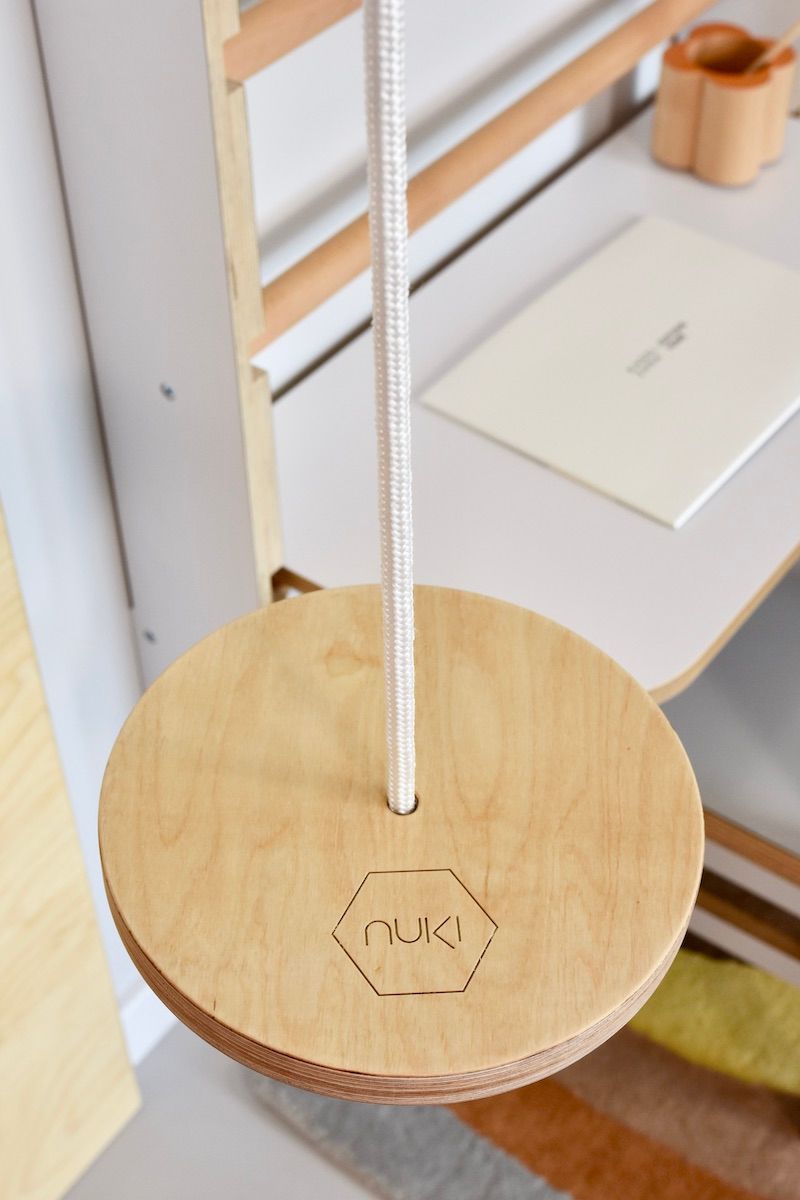 Nuki - Kids Circle Swing With Rope - Beige/White