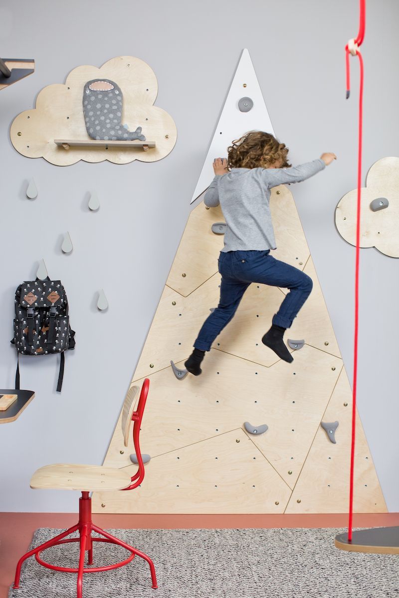 Nuki - Climbing Wall Mountain Set - Small - Natural Wood/White