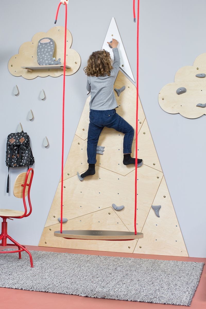 Nuki - Climbing Wall Mountain Set - Small - Natural Wood/White