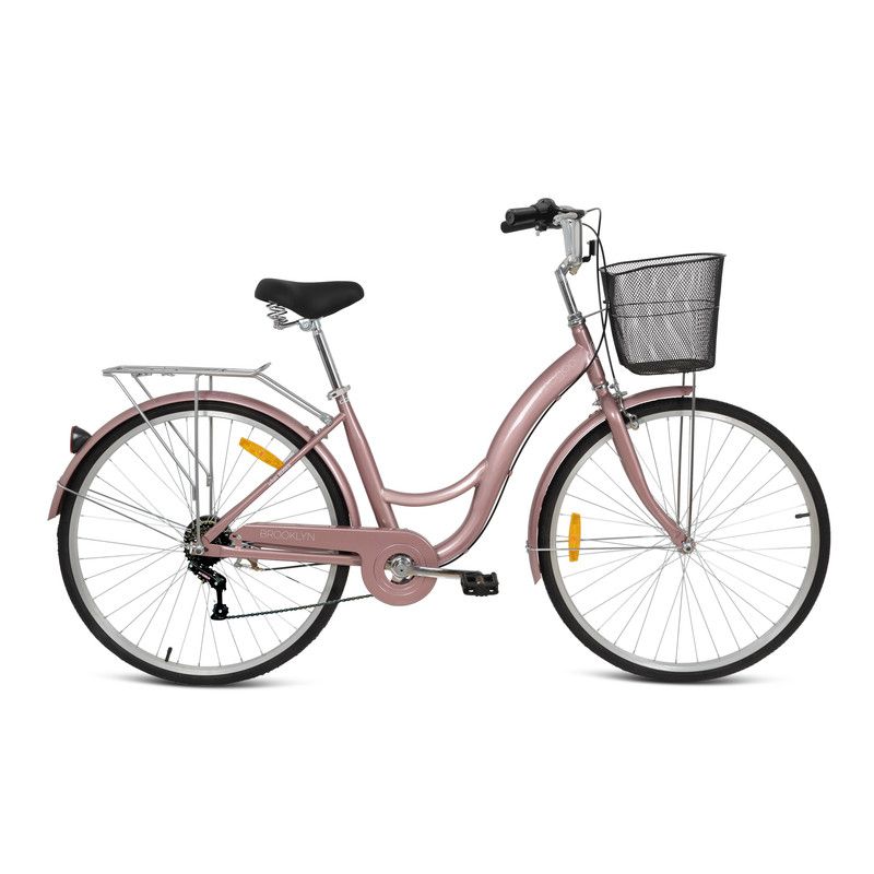 Mogoo - Brooklyn 6 Speed City Bike 26-Inch - Rose Gold