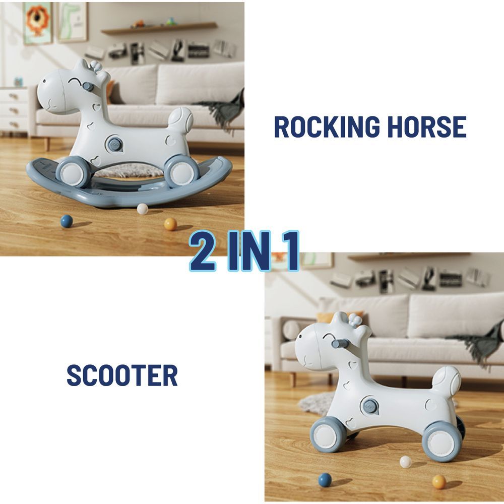 Lovely Baby - 2-In-1 Rocking Horse - Blue/White