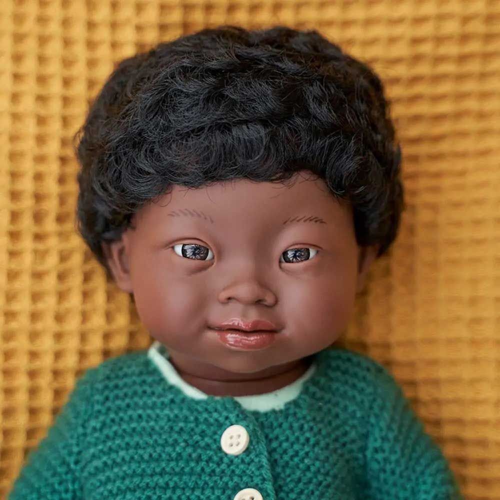 Miniland Baby - African Boy With Down Syndrome Baby Doll - 38cm