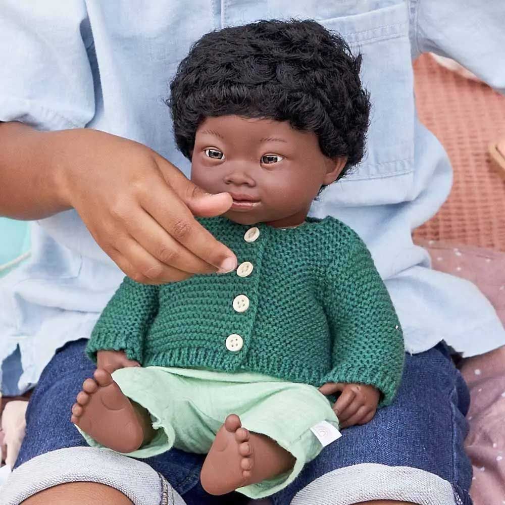 Miniland Baby - African Boy With Down Syndrome Baby Doll - 38cm