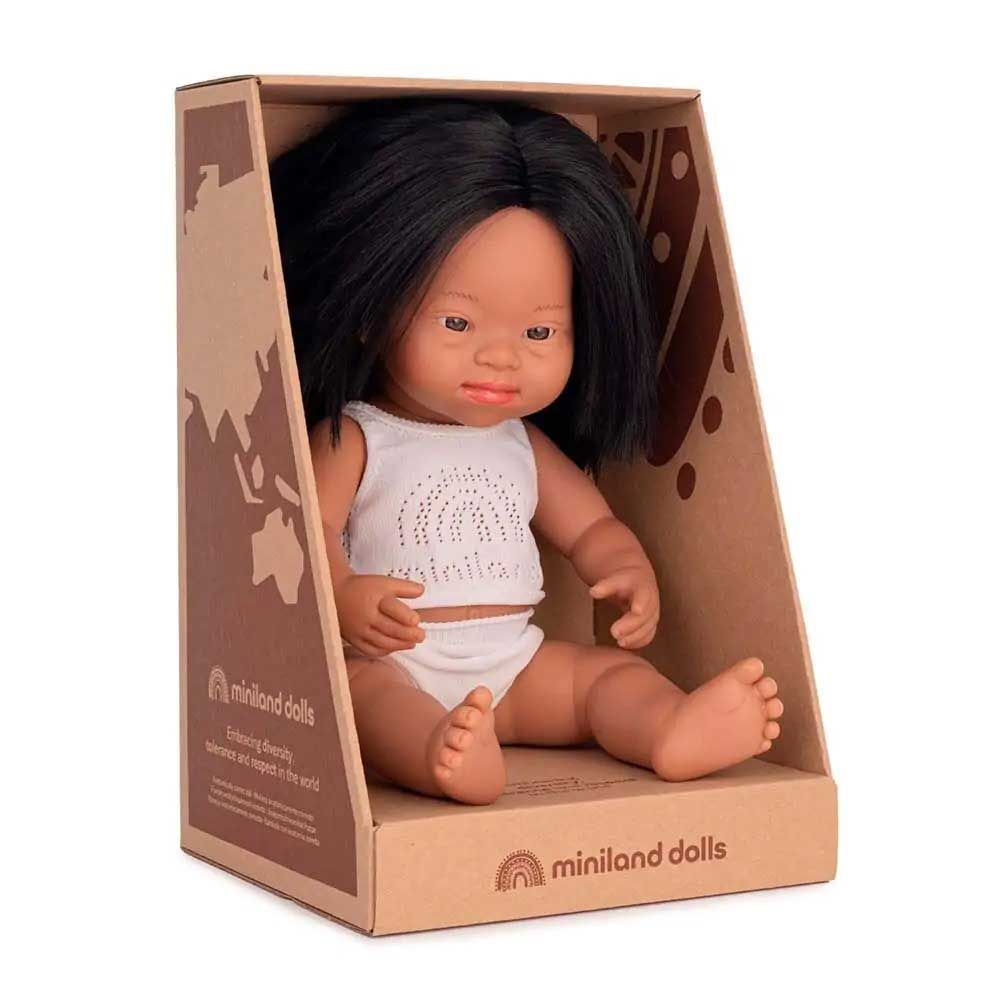 Miniland Baby - Hispanic Girl Doll With Down Syndrome - 38cm