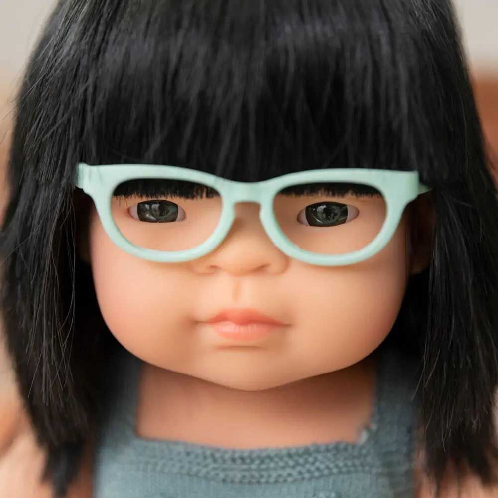 Miniland Baby - Asian Girl Doll With Glasses With Lead Romper - 38cm